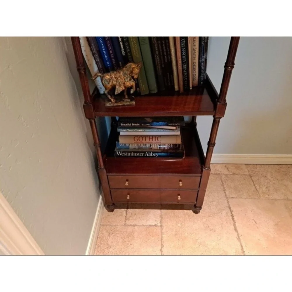 *RARE* Ralph‎ Lauren Mahogany Etagere Shelving Open Bookcase Two Drawers